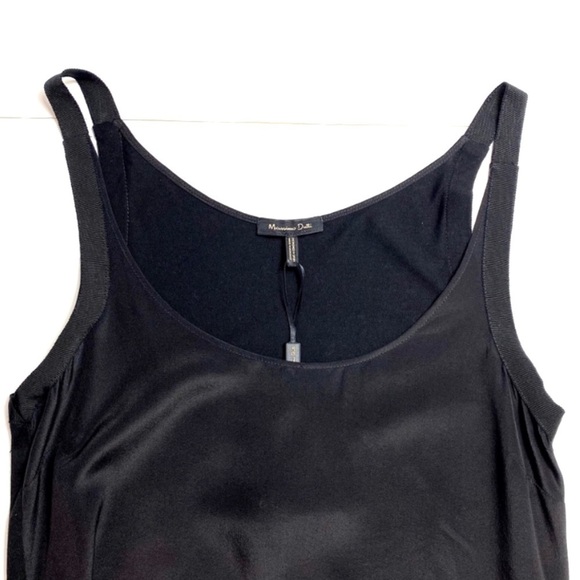 MASSIMO Dutti Mulberry Silk Sleeveless Tank Top in Black New with Tag - Picture 3 of 7